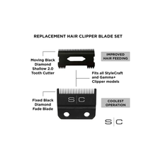 Load image into Gallery viewer, s/c REPLACEMENT DOUBLE BLACK DIAMOND CARBON DLC FIXED FADE BLADE WITH SHALLOW TOOTH CUTTER 2.0