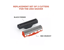 Load image into Gallery viewer, REPLACEMENT SET OF 2 CUTTERS (1 RED CRUNCHY & 1 BLACK FORGED) FOR THE UNO SHAVER