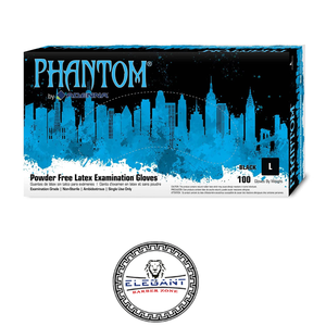 Adenna  Phantom 6 mil Latex Powder Free Exam Gloves (Black, Large) Box of 100