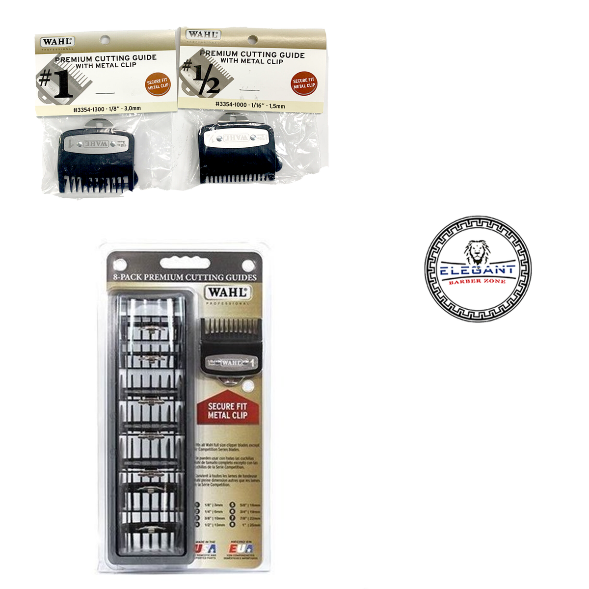 Wahl Premium Cutting Guide Comb with Metal Clip 10 pcs set Elegant