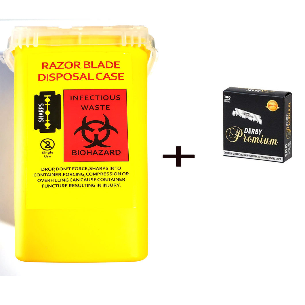 Barber Razor Blade Disposal yellow color with derby blade