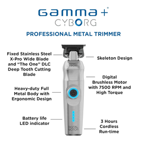 Gamma+ CYBORG Metal Trimmer with Digital Brushless Motor