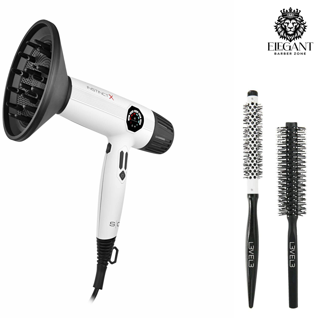 StyleCraft Instinct-X Professional Hair Dryer Brushless Motor with Digital Display, 2 Nozzles and 1 Diffuser