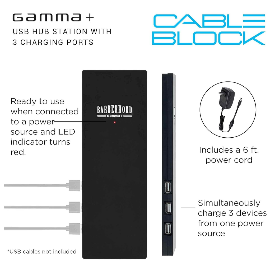 GAMMA+ Cable Block USB HUB Station with 3 Charging Ports