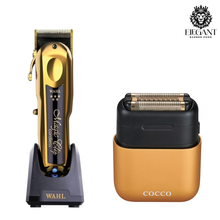 Load image into Gallery viewer, Wahl Gold Cordless Magic Clip Hair Clipper with COCCO IMPACTO Shaver gold