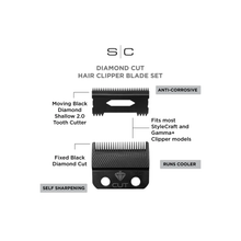 Load image into Gallery viewer, STYLECRAFT DIAMOND CUT FIXED FADE HAIR CLIPPER BLADE SHALLOW TOOTH 2.0 MOVING CUTTER SET