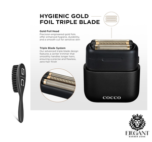 COCCO IMPACTO Shaver, Hygienic Gold Foil Triple Blade, Black, Wet & Dry