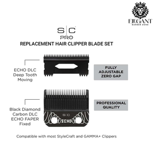 stylecraft Replacement ECHO Fixed DLC Hair Clipper Blade with DLC Deep Tooth Cutter Set