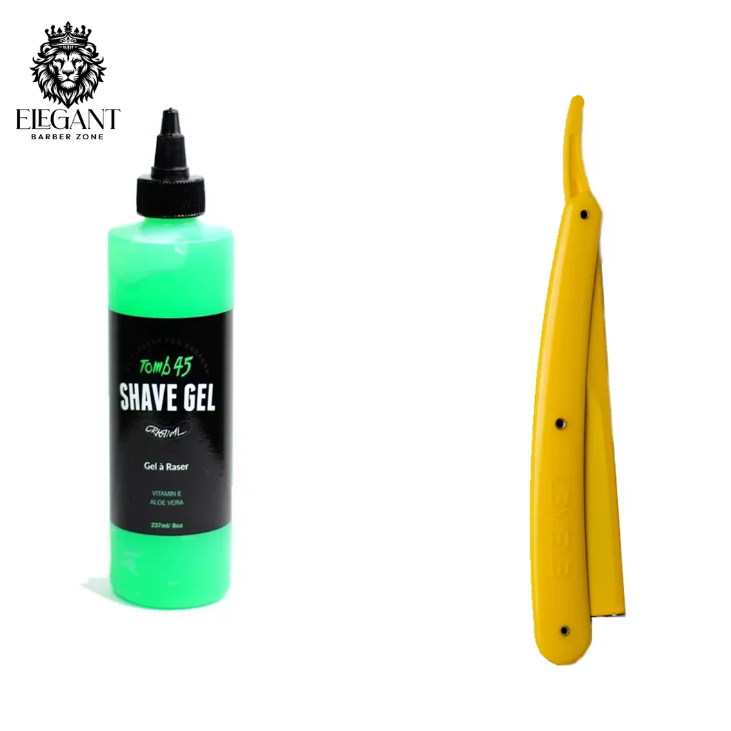 L3VEL3  Straight Razor Holder yellow / tomb45 shaving gel