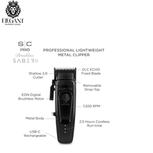 Load image into Gallery viewer, StyleCraft Saber II clipper black with jrl onyx trimmer