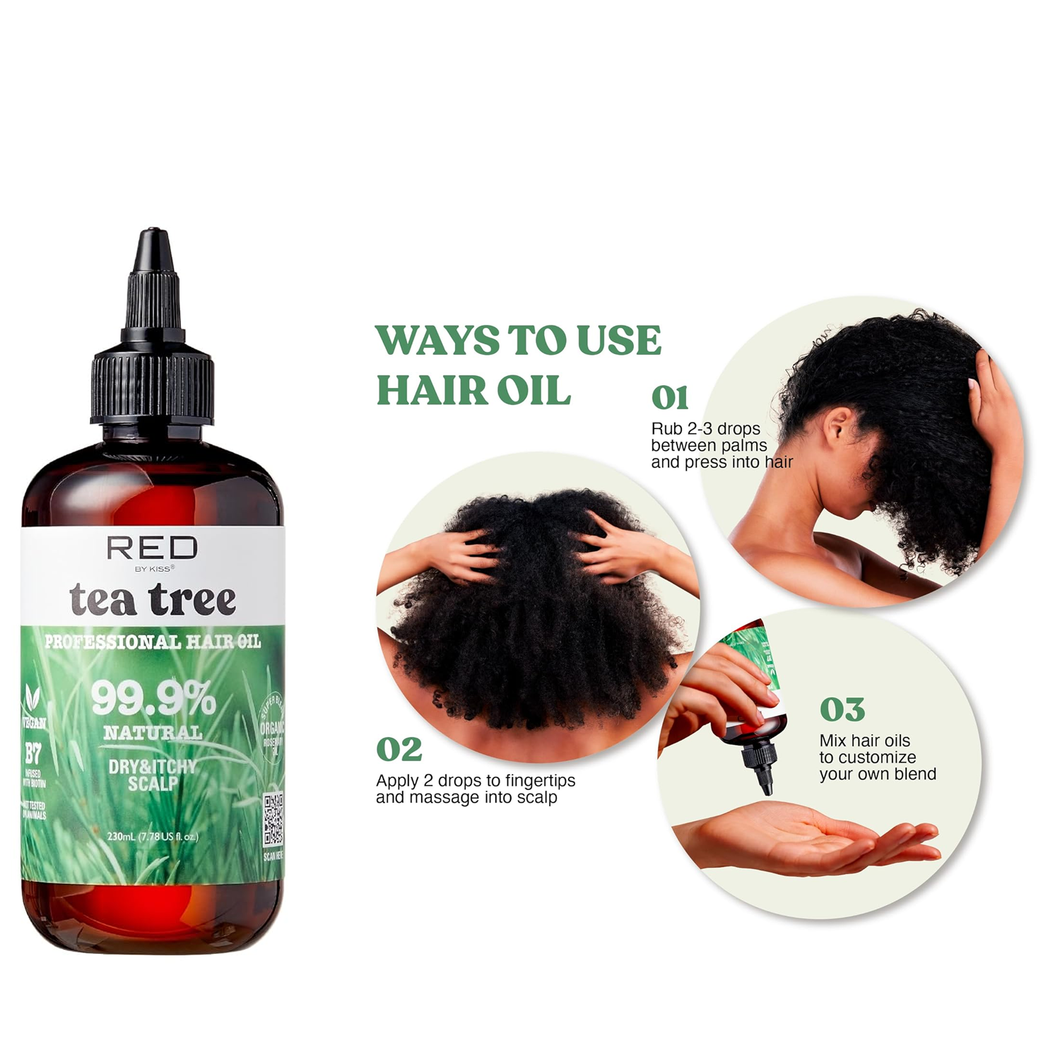 Tea Tree oil 99.9% Natural Hair Oil, Organic Vegan Oil Blend for Dry & Itchy Scalp Relief