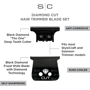 Stylecraft REPLACEMENT DIAMOND CUT FIXED BLACK DIAMOND DLC TRIMMER BLADE WITH THE ONE CUTTER SET
