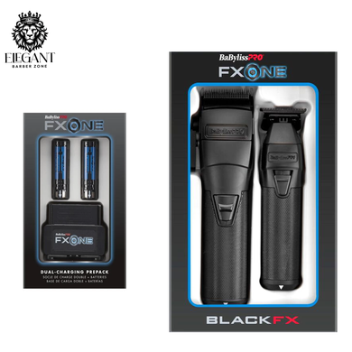 BaBylissPRO FXONE BlackFX Clipper & Trimmer Prepack W/ FXONE Dual-Battery Charging Prepack
