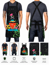 Load image into Gallery viewer, Water-Repellent Barber/Salon Apron with Adjustable Straps in Radioactive Black