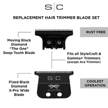 Load image into Gallery viewer, STYLECRAFT REPLACEMENT FIXED BLACK DIAMOND X-PRO WIDE FIXED BLADE DLC THE ONE CUTTER TRIMMER BLADE SET – SC536B