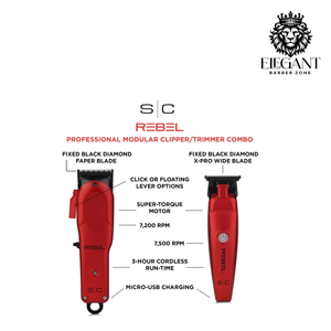 StyleCraft Rebel Professional Modular Clipper & Trimmer Combo Set Red