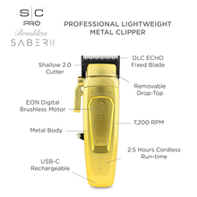 Load image into Gallery viewer, StyleCraft Saber 2.0 Cordless Modular Clipper Gold