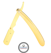 Load image into Gallery viewer, Straight Edge Barber Razor gold with derby blade