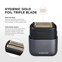 Load image into Gallery viewer, COCCO IMPACTO Shaver, Hygienic Gold Foil Triple Blade, Grey, Wet &amp; Dry