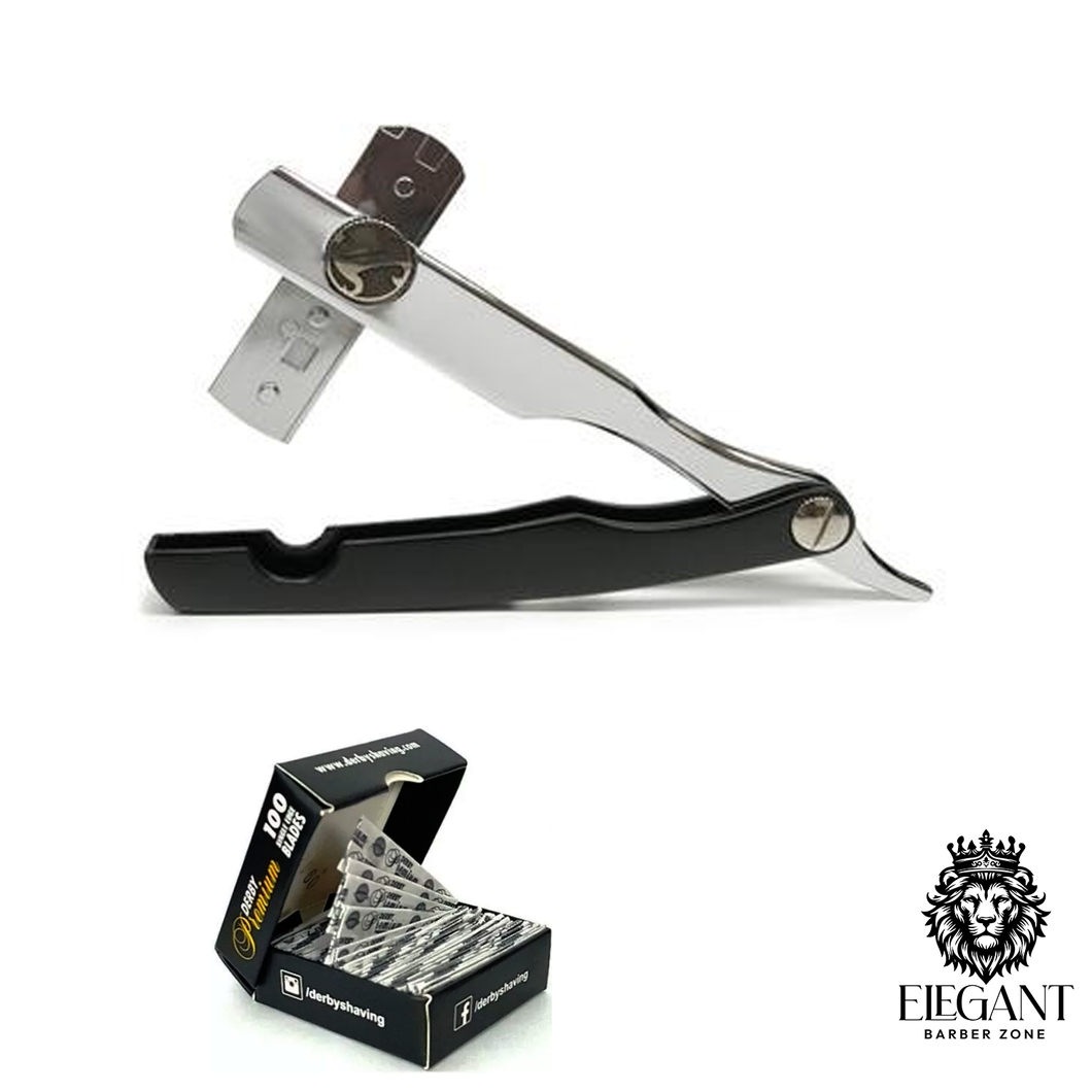 Irving IBC Chrome/Cerakote Razor with Derby Premium Single Edge Razor Blades