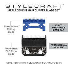 Load image into Gallery viewer, StyleCraft Black DLC Echo Clipper Blade &amp; Blue Ceramic Cutter
