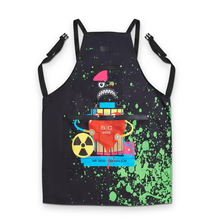 Load image into Gallery viewer, Water-Repellent Barber/Salon Apron with Adjustable Straps in Radioactive Black