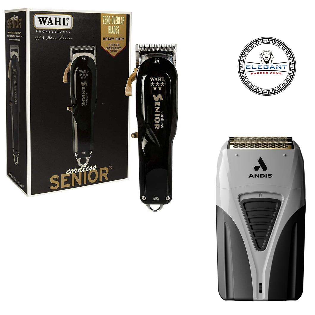 Wahl Professional 5 Star Series Cordless Senior Clipper with  andis shaver combo deal