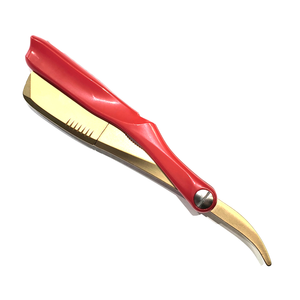Folding Straight Razor red and gold