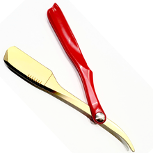 Load image into Gallery viewer, Folding Straight Razor red and gold