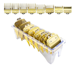 Professional Cutting Hair Clipper Premium Guides Combs Guards Pack of 10 gold