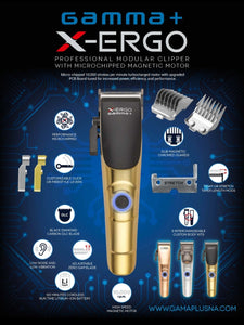 GAMMA+ X-Ergo Cordless Clipper with 9V Microchipped Magnetic Motor