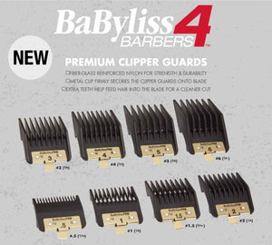 Babyliss 4barbers guards 8 set pcs  premium black and gold guards