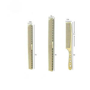 Barber Stylist Aluminum Metal Clipper Comb Salon  For Cutting Set-3 gold