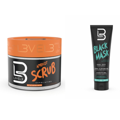 L3VEL3 BLACK FACIAL MASK with APRICOT FACIAL SCRUB