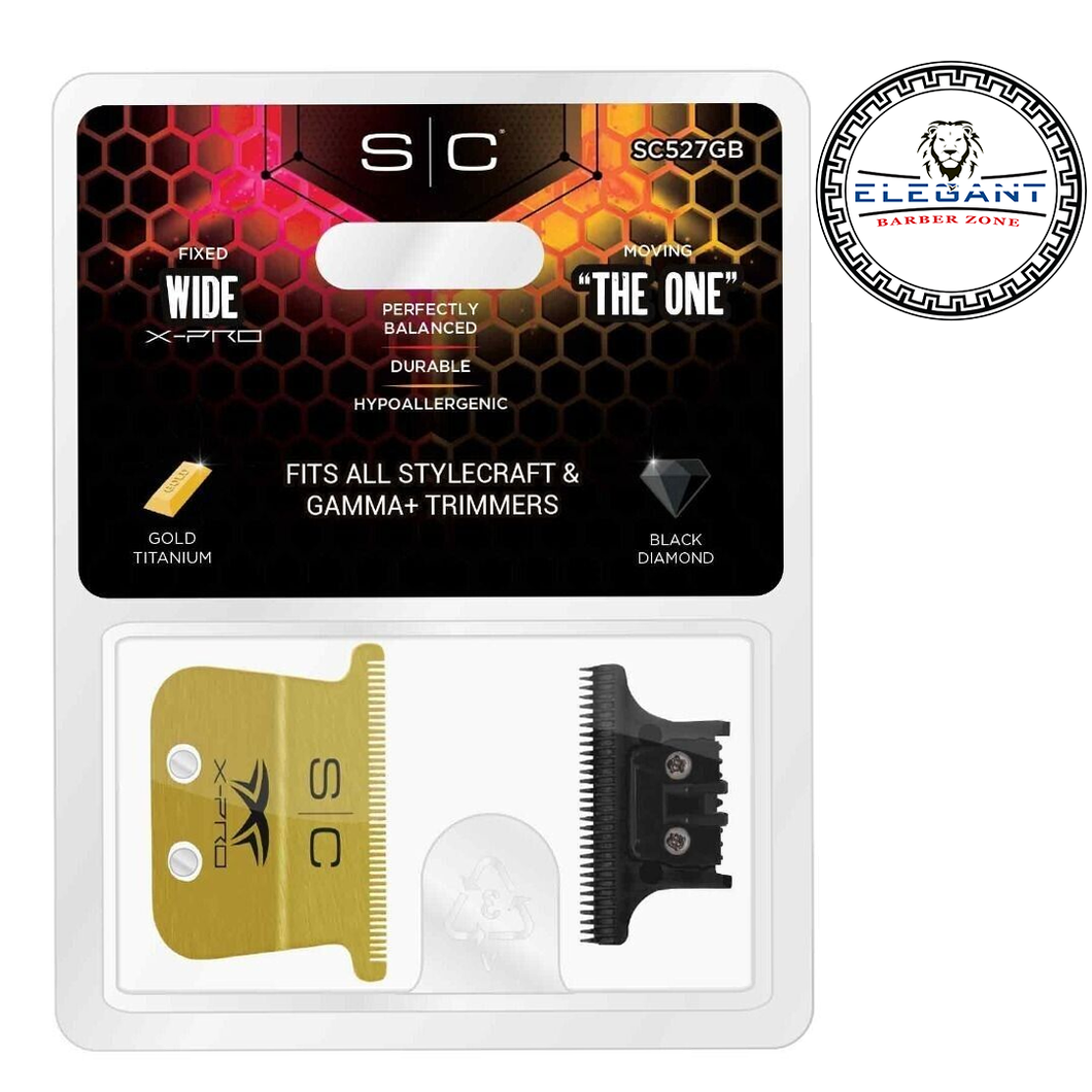 Stylecraft Replacement Fixed Gold Titanium X-Pro Wide Blade w/the One Cutter Set