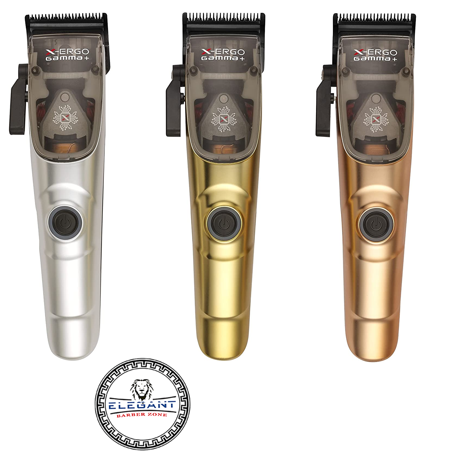 GAMMA  Ergo Professional Microchipped Magnetic Motor Clipper with Customizable Lids (Chrome, Rose Gold, Gold)