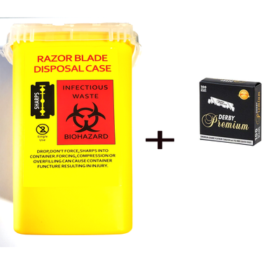 Barber Razor Blade Disposal yellow color with derby blade